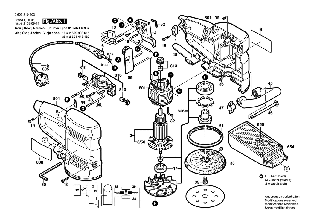 Bosch PEX 400 AE / 0603310632 / CH 230 Volt Spare Parts