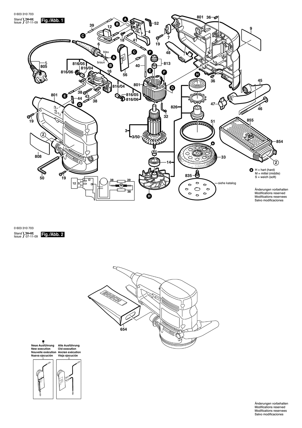 Bosch PEX 12 AE / 0603310732 / CH 230 Volt Spare Parts