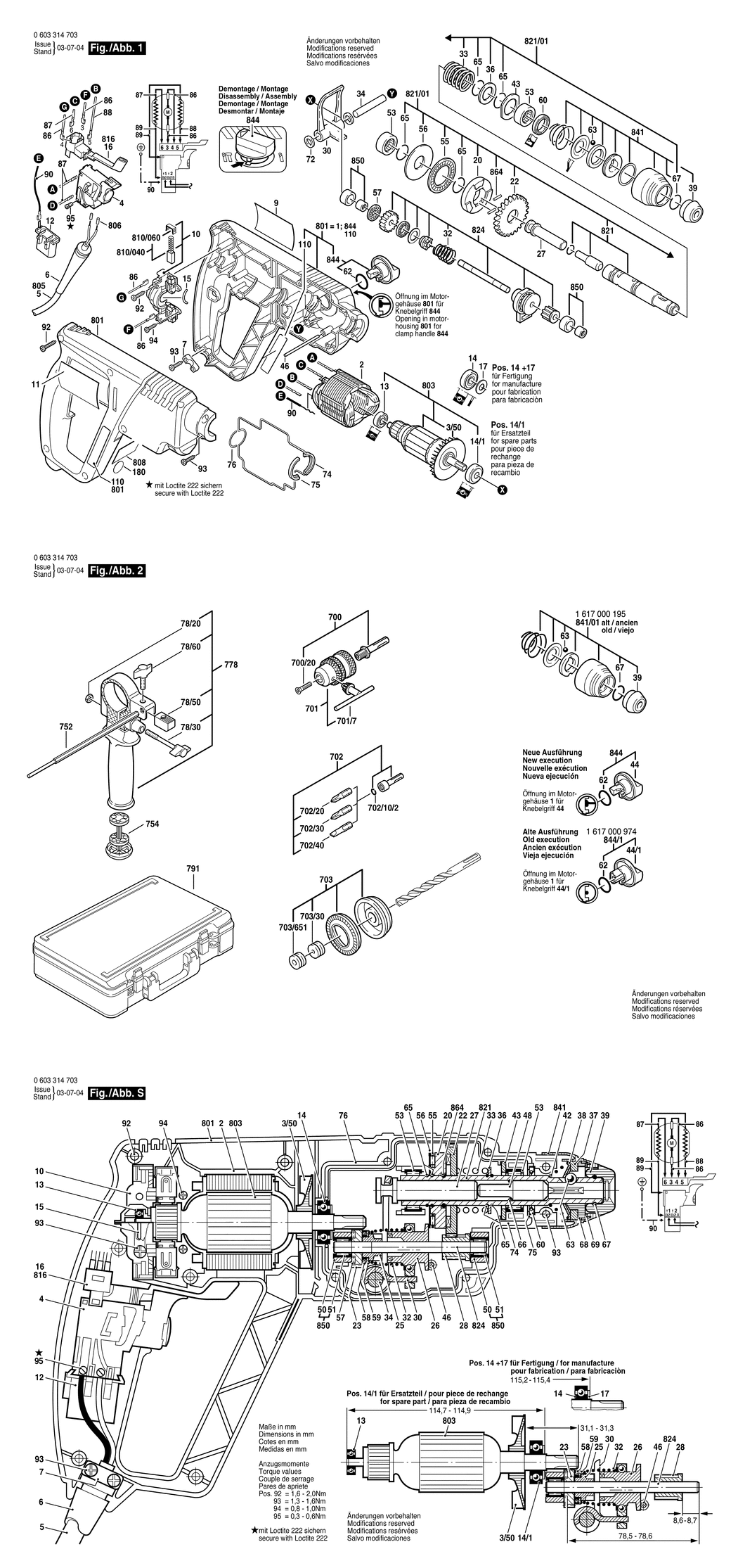 Bosch PBH 200 RE / 0603314703 / EU 230 Volt Spare Parts