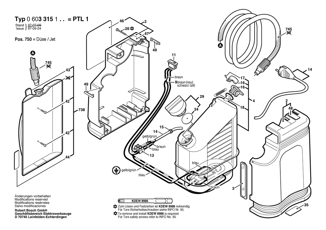 Bosch PTL 1 / 0603315132 / CH 230 Volt Spare Parts