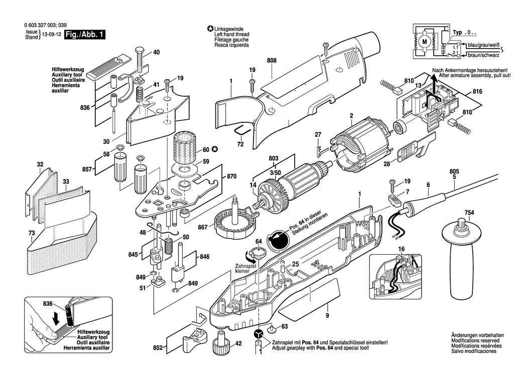 Bosch PVS 280 A / 0603327003 / EU 230 Volt Spare Parts