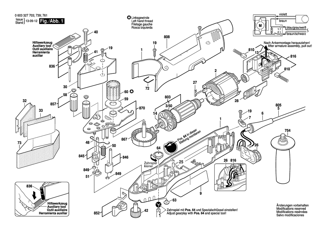 Bosch PVS 300 AE / 0603327742 / GB 230 Volt Spare Parts