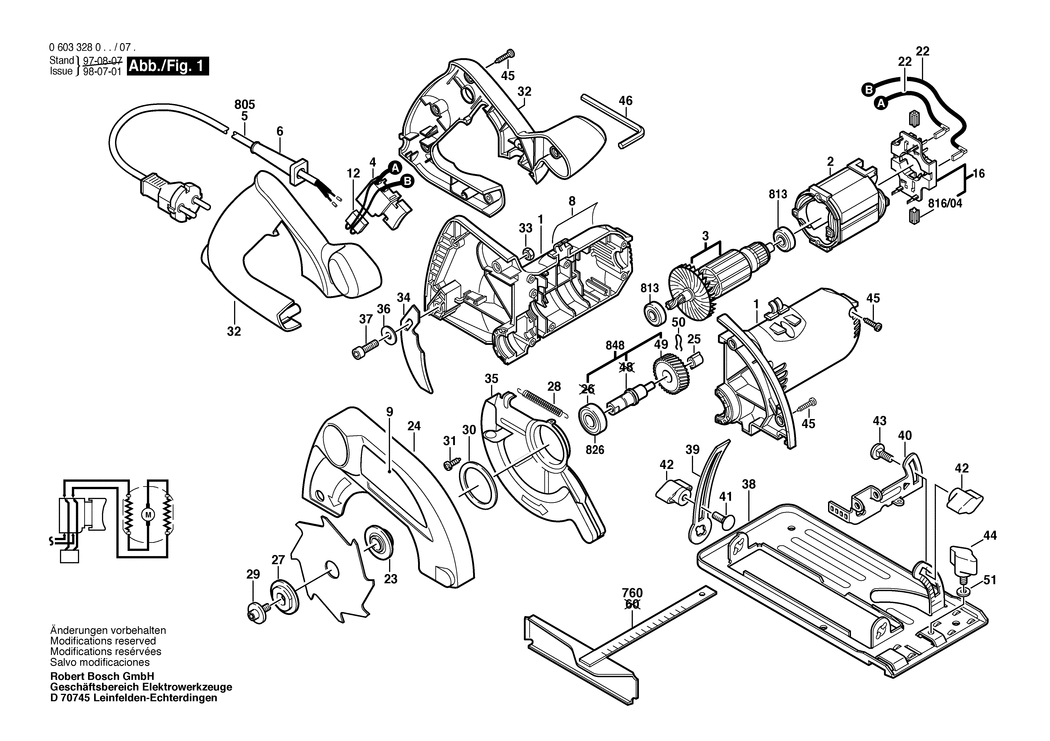 Bosch PKS 40 / 0603328032 / CH 230 Volt Spare Parts