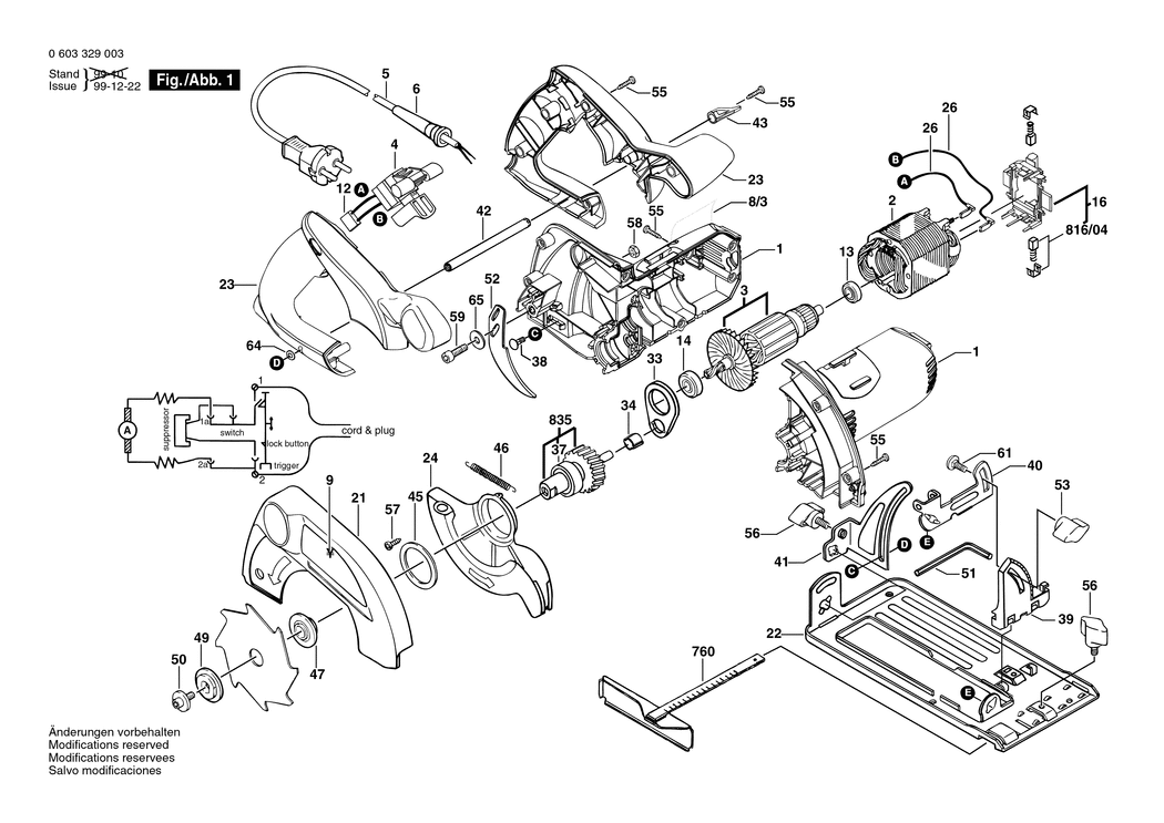 Bosch PKS 46 / 0603329003 / EU 230 Volt Spare Parts