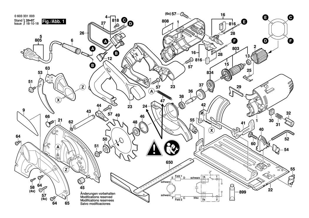 Bosch PKS 66 / 0603331032 / CH 230 Volt Spare Parts