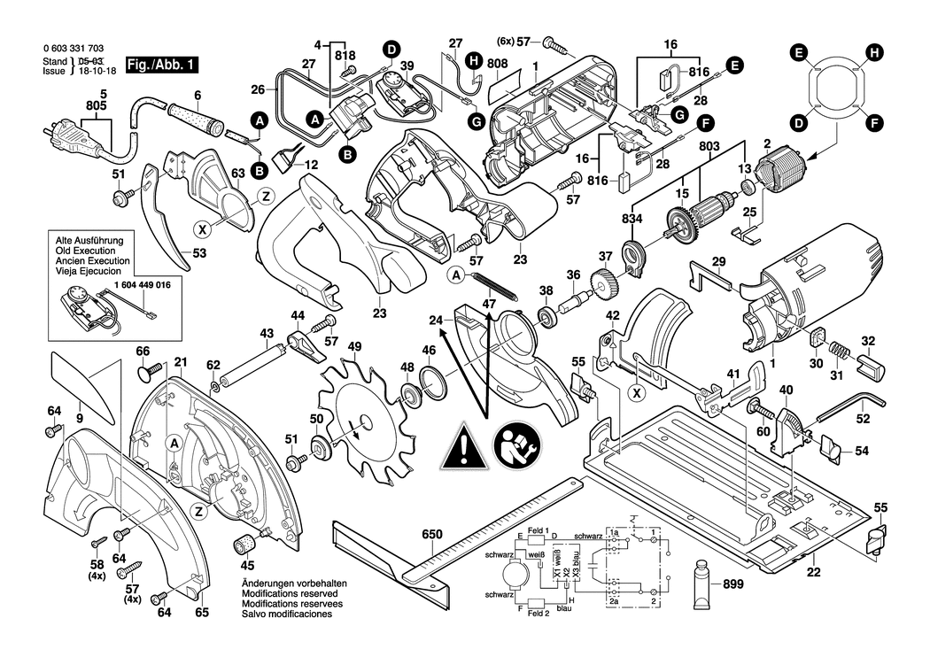 Bosch PKS 66 CE / 0603331732 / CH 230 Volt Spare Parts