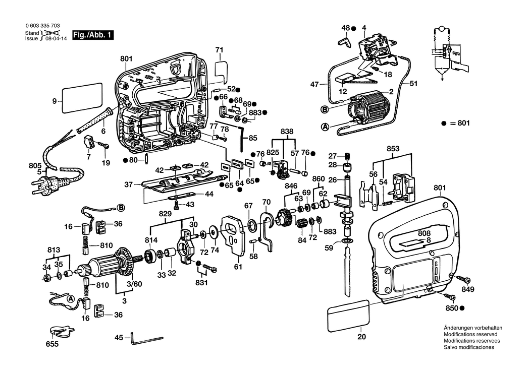 Bosch PST 58 PE / 0603335732 / CH 230 Volt Spare Parts