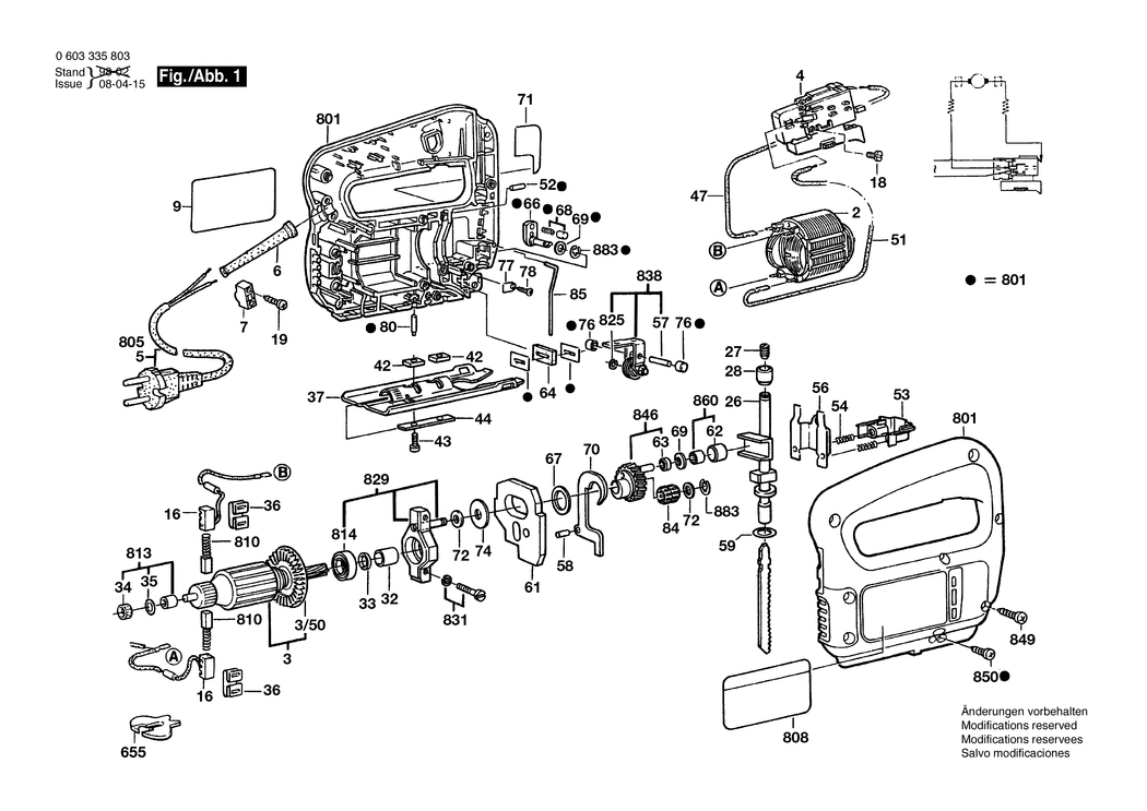 Bosch PST 65 PE / 0603335832 / CH 230 Volt Spare Parts