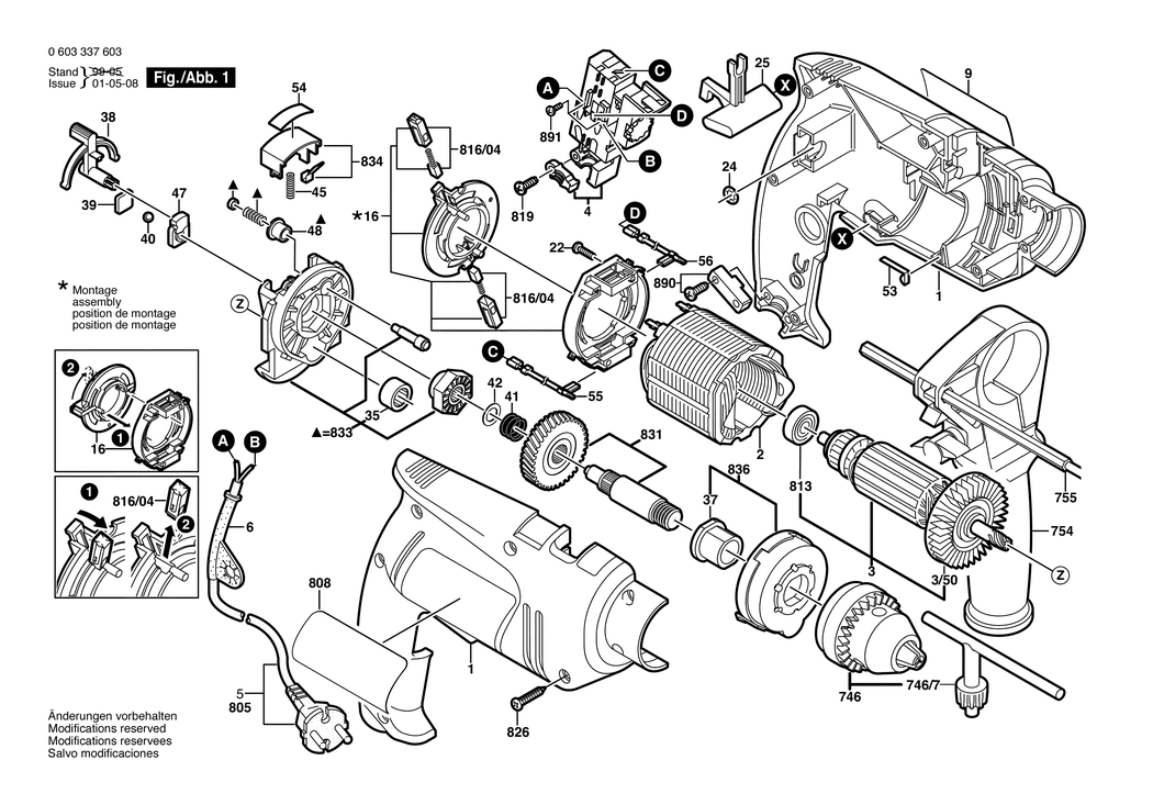 Bosch PSB 500 RE / 0603337603 / EU 230 Volt Spare Parts