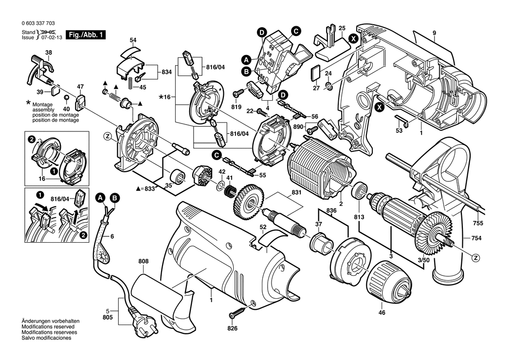 Bosch PSB 500 RE / 0603337703 / EU 230 Volt Spare Parts