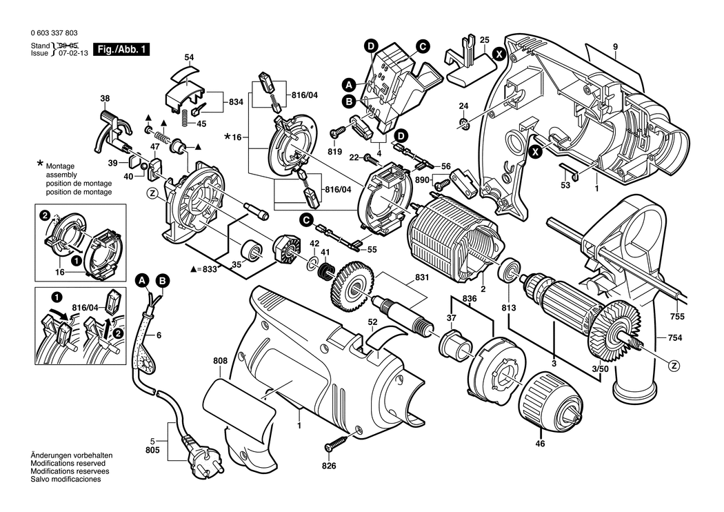 Bosch PSB 450 RE / 0603337832 / CH 230 Volt Spare Parts