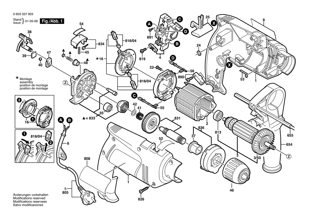 Bosch PSB 550 RE / 0603337942 / GB 230 Volt Spare Parts