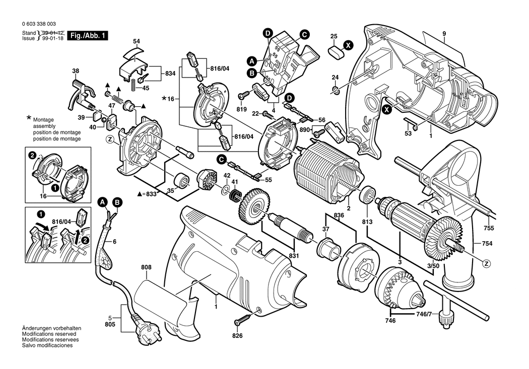 Bosch PSB 600-2 / 0603338003 / EU 230 Volt Spare Parts