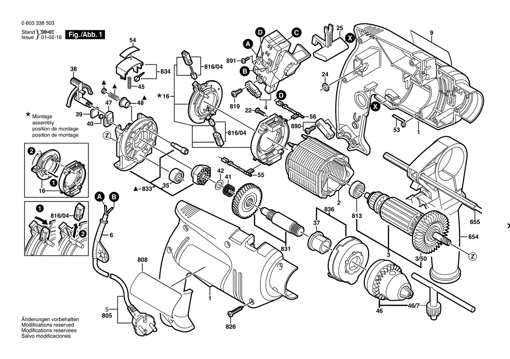 Bosch PSB 570 RE / 0603338503 / EU 230 Volt Spare Parts