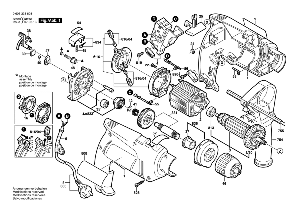 Bosch PSB 570 RE / 0603338632 / CH 230 Volt Spare Parts