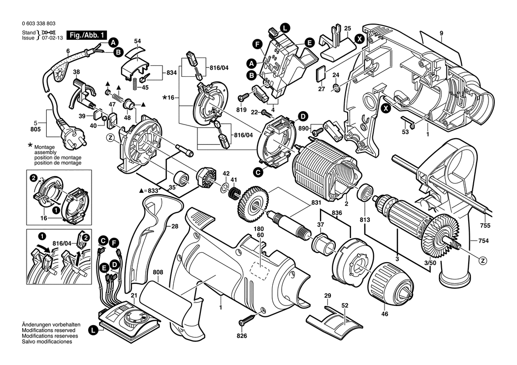 Bosch PSB 600 RPE / 0603338803 / EU 230 Volt Spare Parts