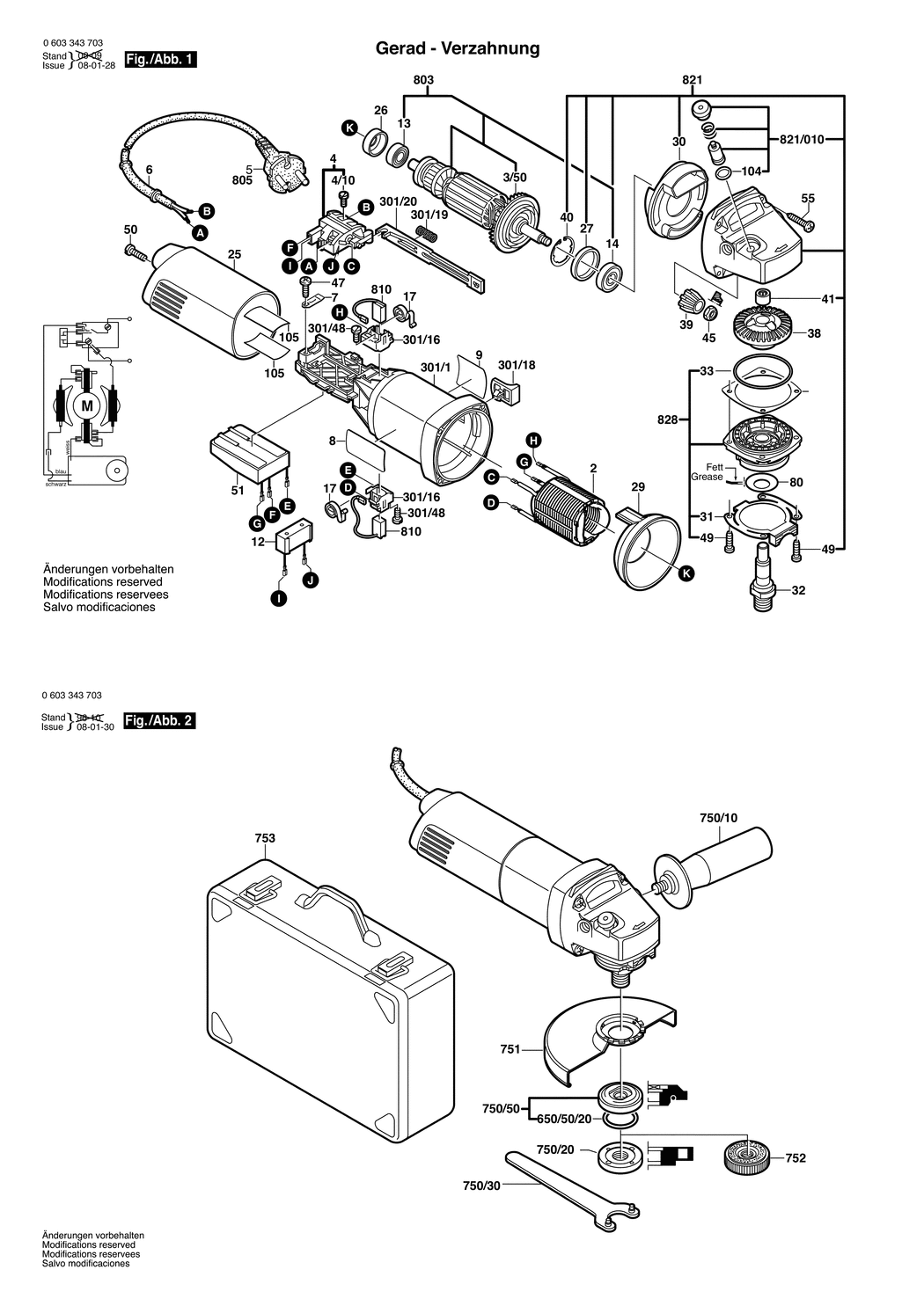 Bosch PWS 10-125 CE / 0603343703 / EU 230 Volt Spare Parts