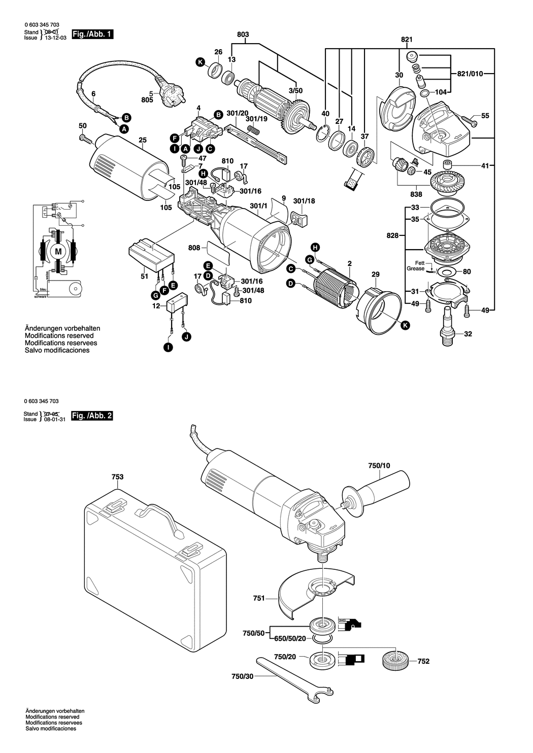 Bosch PWS 13-125 CE / 0603345903 / EU 230 Volt Spare Parts