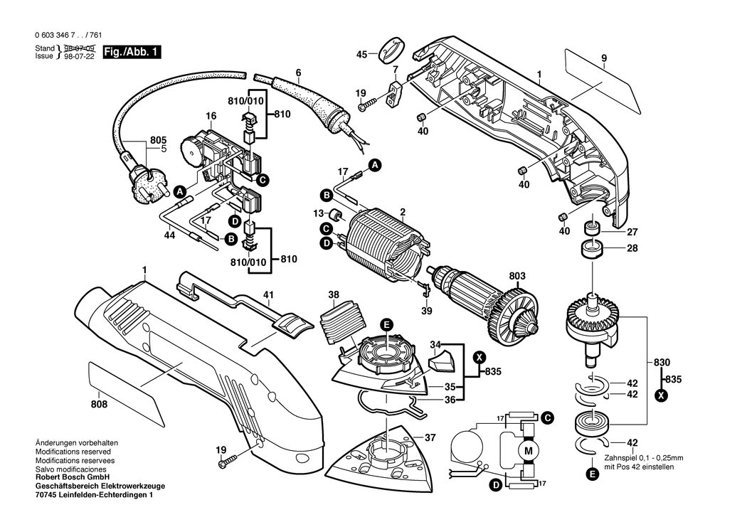 Bosch PDA 240 E / 0603346732 / CH 230 Volt Spare Parts