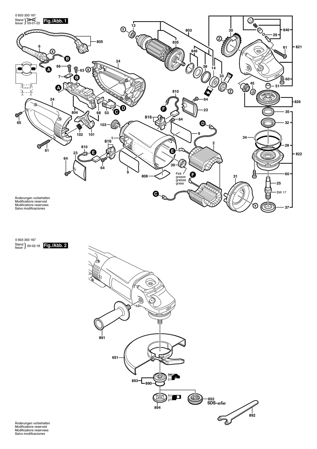 Bosch PWS 21-230 / 0603350167 / F 230 Volt Spare Parts