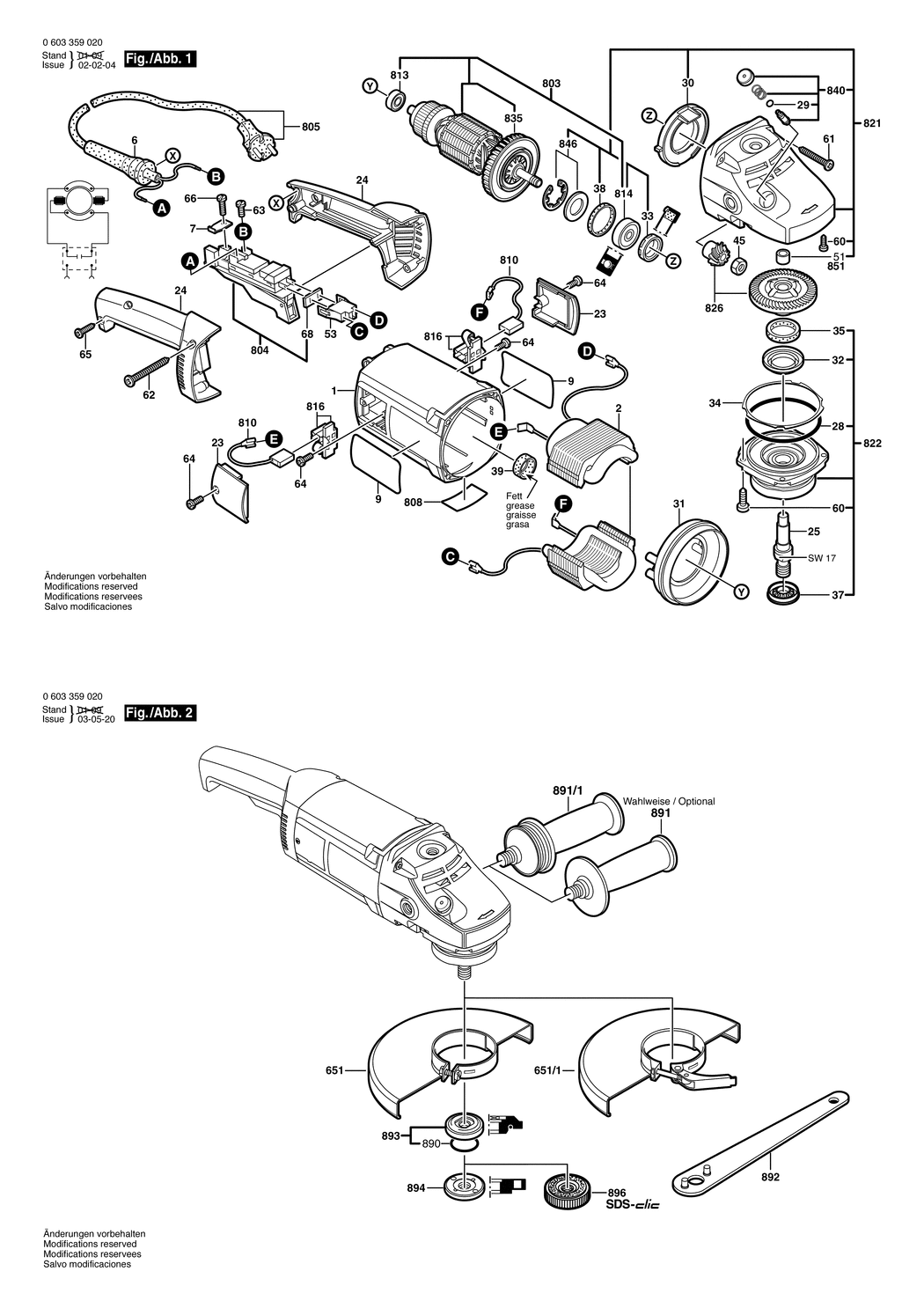 Bosch PWS 1900 / 0603359020 / EU 230 Volt Spare Parts