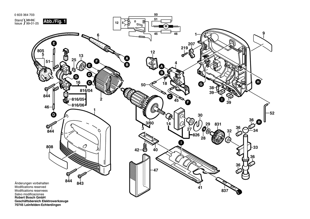 Bosch PST 550 AE / 0603364703 / EU 230 Volt Spare Parts