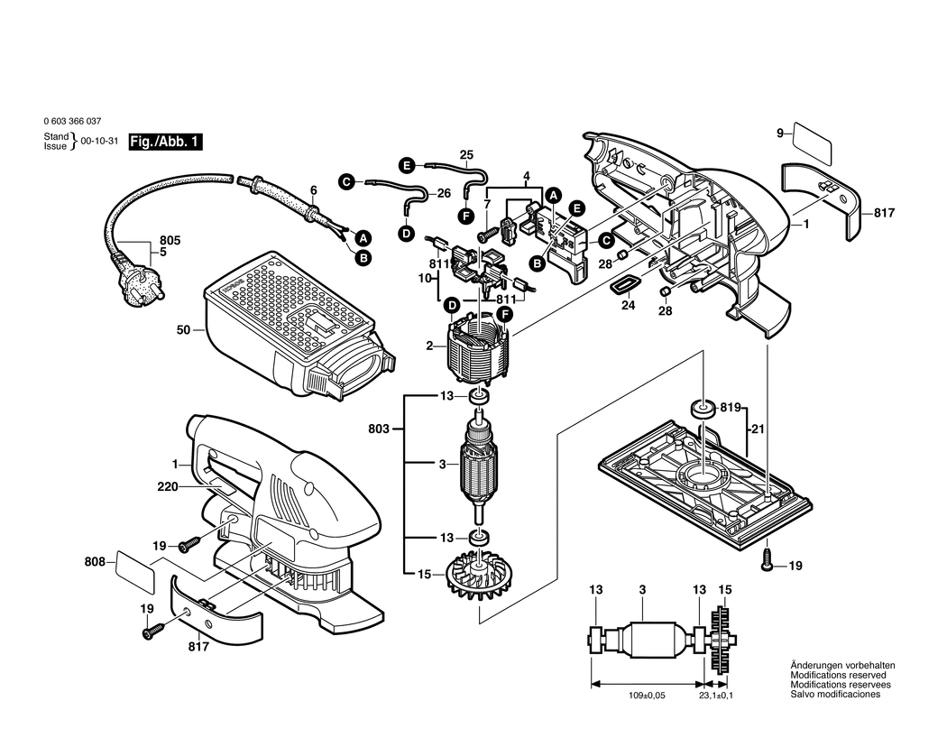 Bosch PSS 200 A / 0603366050 / I 230 Volt Spare Parts