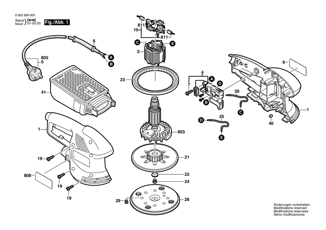 Bosch PEX 270 A / 0603369032 / CH 230 Volt Spare Parts