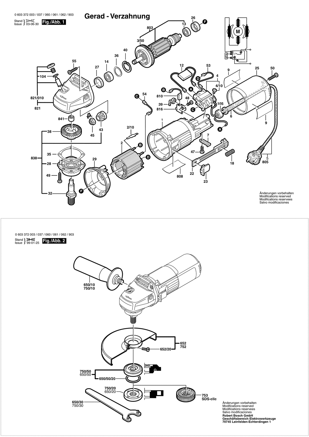 Bosch PWS 6-115 / 0603372050 / I 230 Volt Spare Parts