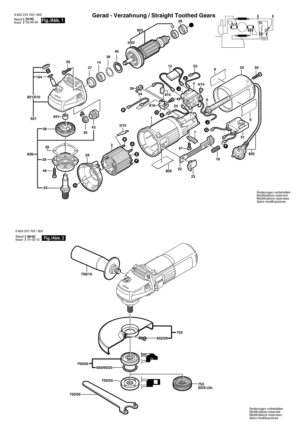 Bosch PWS 8-125 CE / 0603375903 / EU 230 Volt Spare Parts