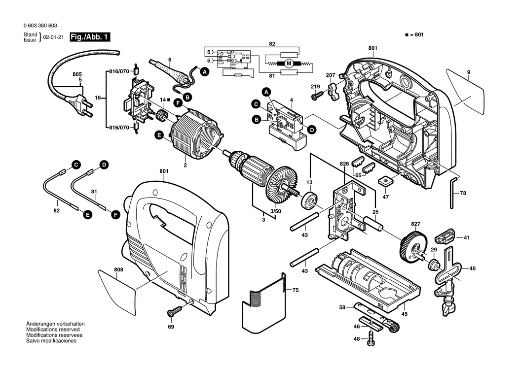 Bosch PST 650 E / 0603380603 / EU 230 Volt Spare Parts