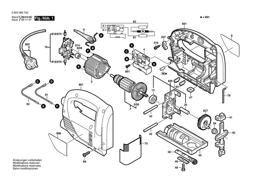 Bosch PST 650 E / 0603380703 / EU 230 Volt Spare Parts