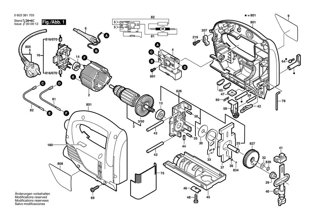 Bosch PST 650 PE / 0603381703 / EU 230 Volt Spare Parts