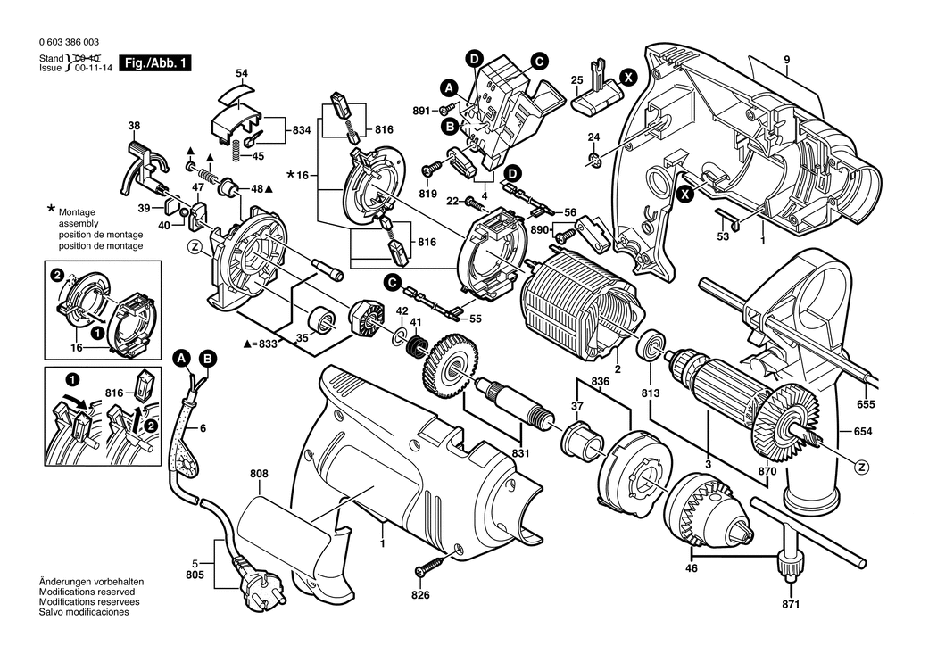 Bosch PSB 650-2 / 0603386032 / CH 230 Volt Spare Parts