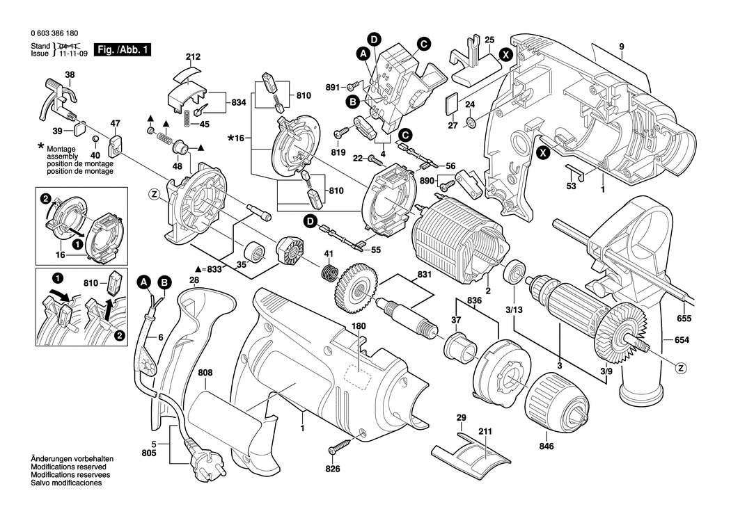 Bosch PSB 650 RE / 0603386180 / EU 230 Volt Spare Parts