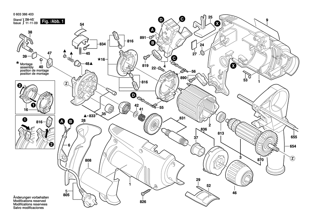 Bosch PSB 700 RE / 0603386432 / CH 230 Volt Spare Parts