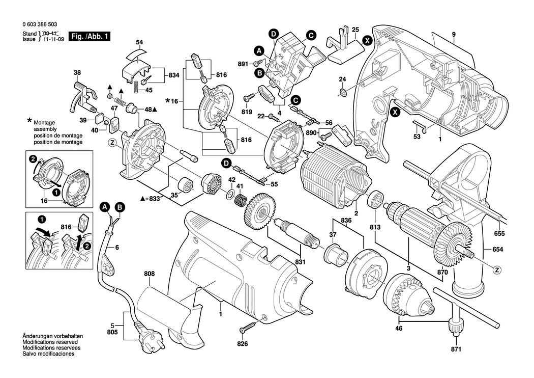 Bosch PSB 650 RE / 0603386503 / EU 230 Volt Spare Parts