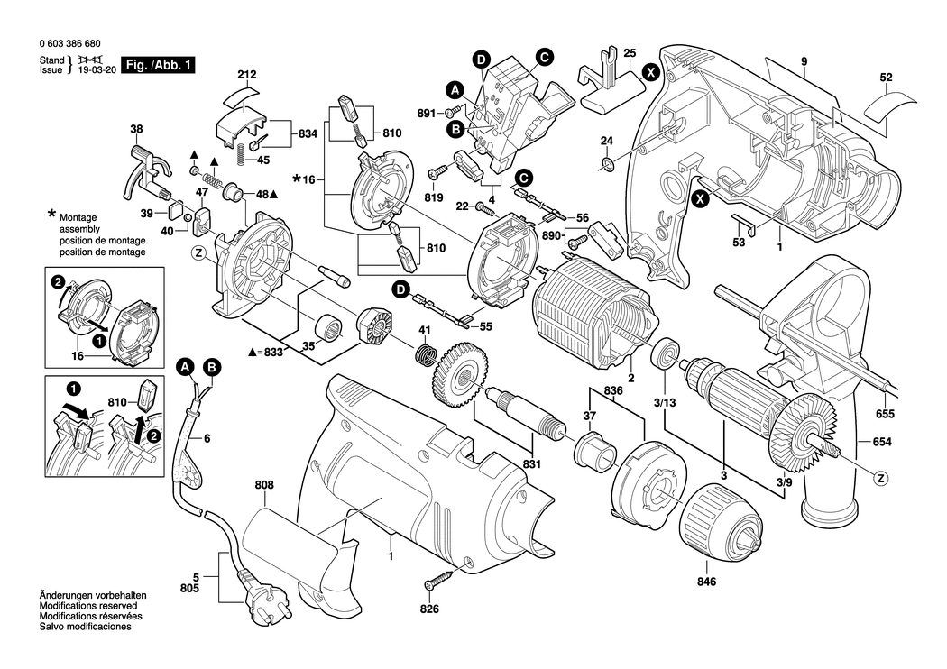 Bosch PSB 650 RE / 0603386681 / CH 230 Volt Spare Parts