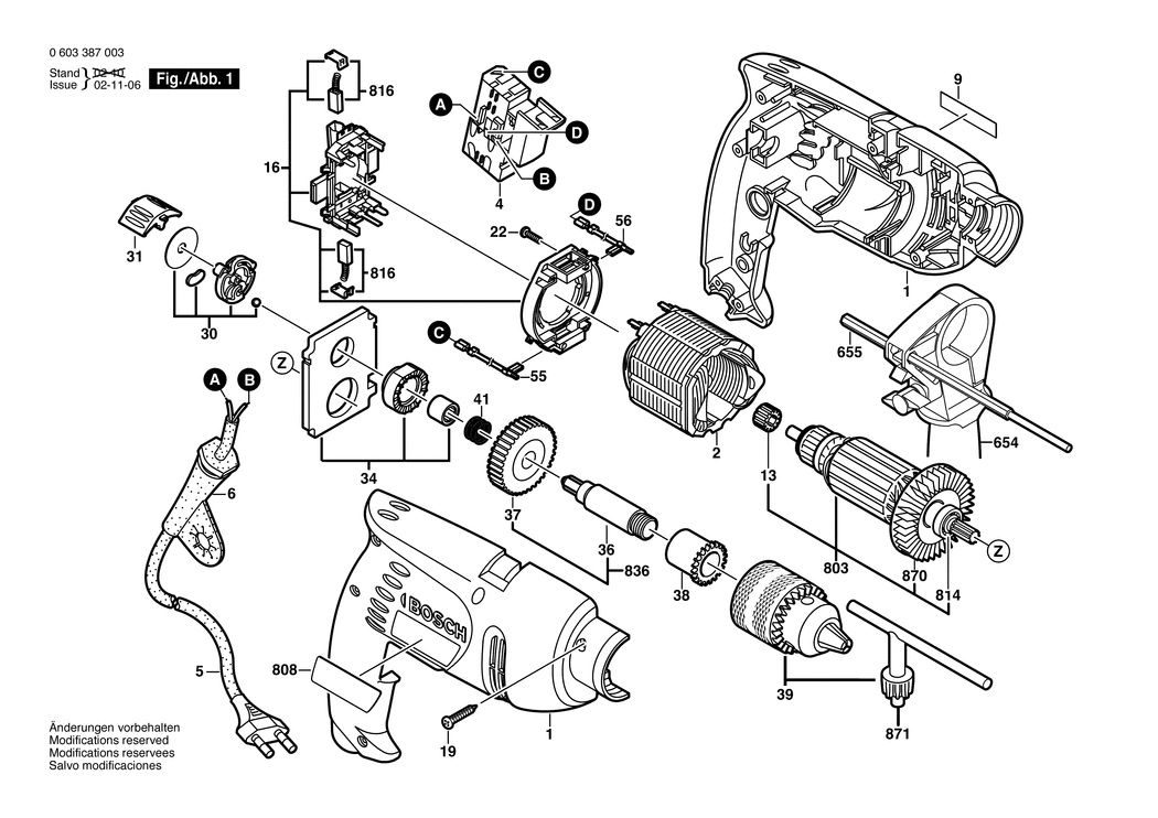 Bosch PSB 500 / 0603387003 / EU 230 Volt Spare Parts