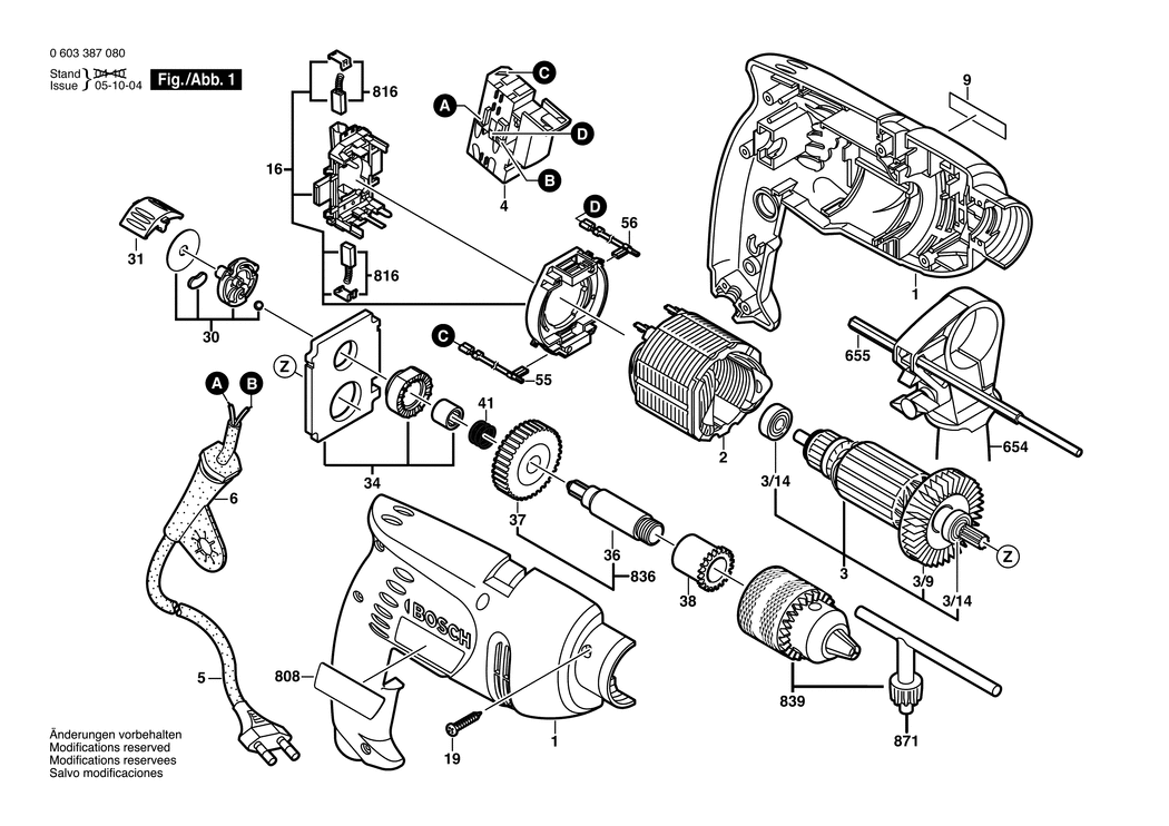 Bosch PSB 500 / 0603387080 / EU 230 Volt Spare Parts