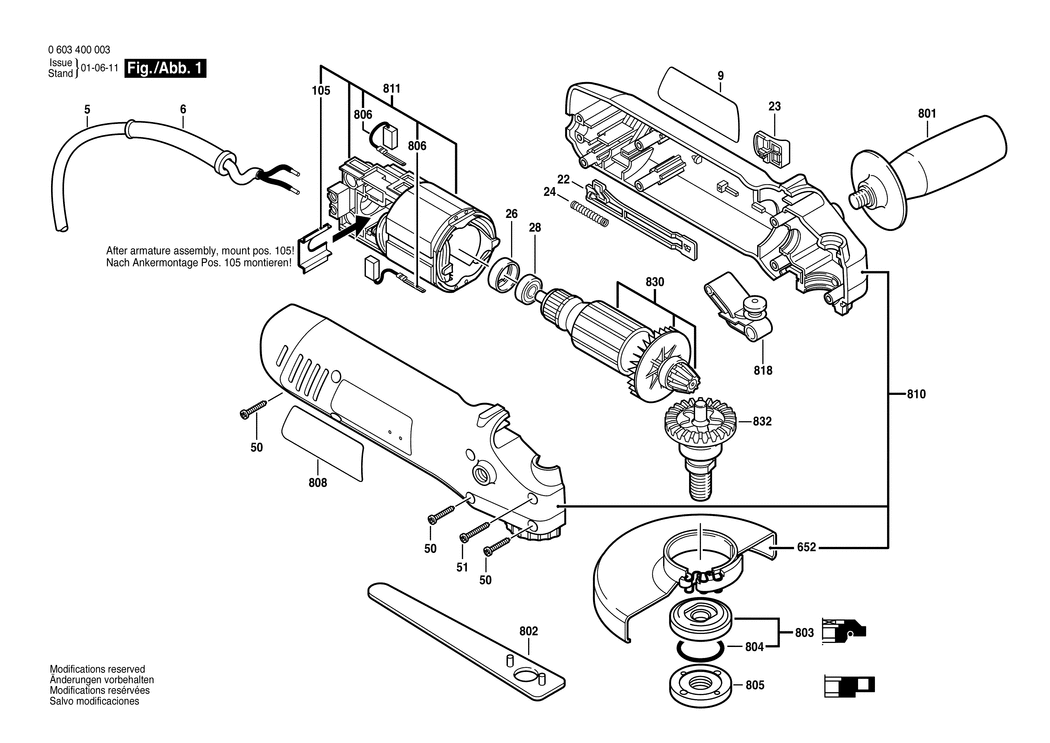 Bosch PWS 600 / 0603400032 / CH 230 Volt Spare Parts