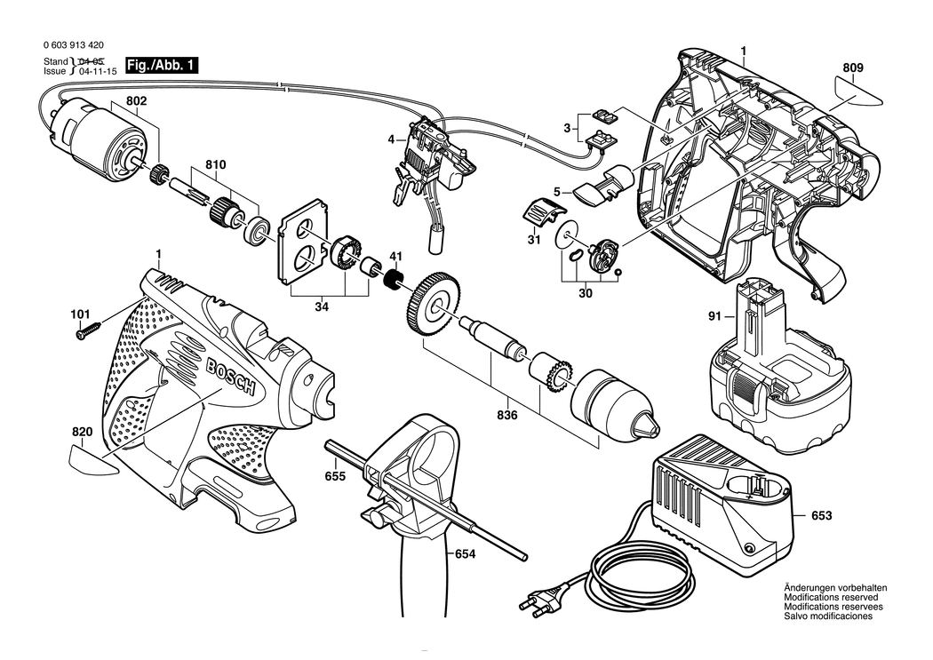 Bosch PSB 14.4 V / 0603913420 / EU 14.4 Volt Spare Parts