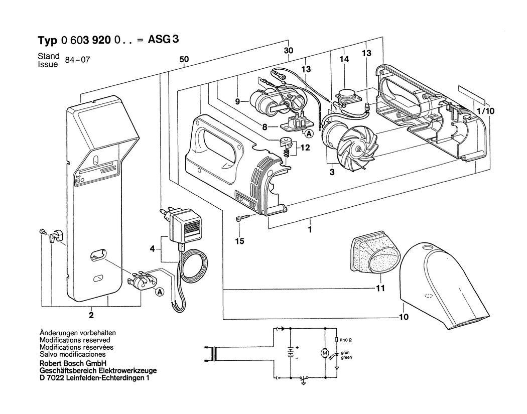 Bosch ASG 3 / 0603920003 / EU 3.6 Volt Spare Parts