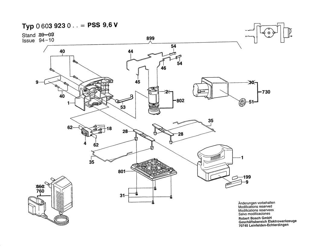 Bosch PSS 9.6 V / 0603923003 / EU 9.6 Volt Spare Parts