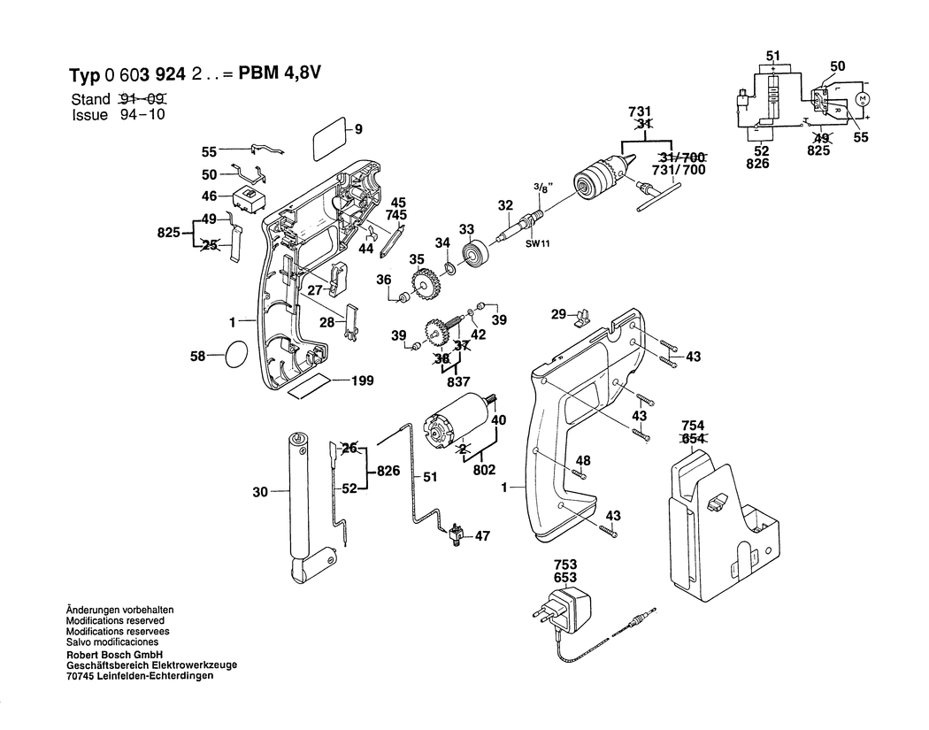 Bosch PBM 4.8 V / 0603924203 / EU 4.8 Volt Spare Parts