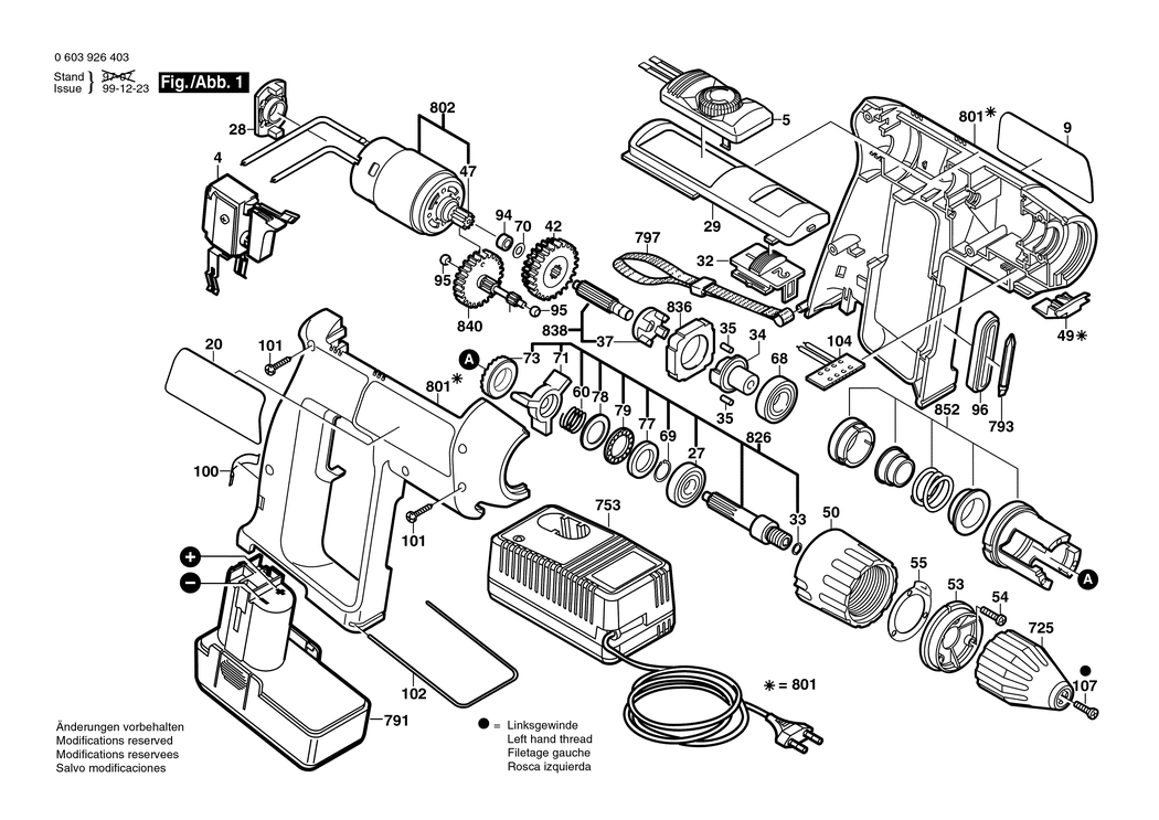 Bosch PSB 9.6 VSP-2 / 0603926403 / EU 9.6 Volt Spare Parts