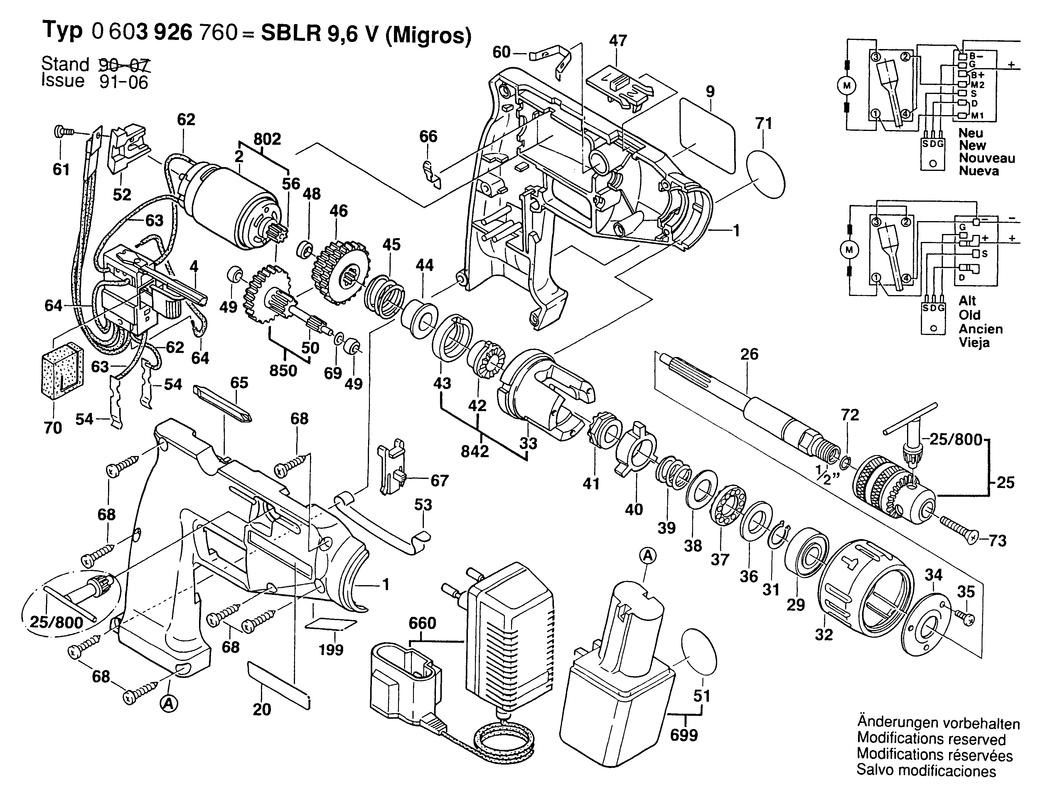 Bosch SBLR 9.6 V / 0603926760 / EU 9.6 Volt Spare Parts