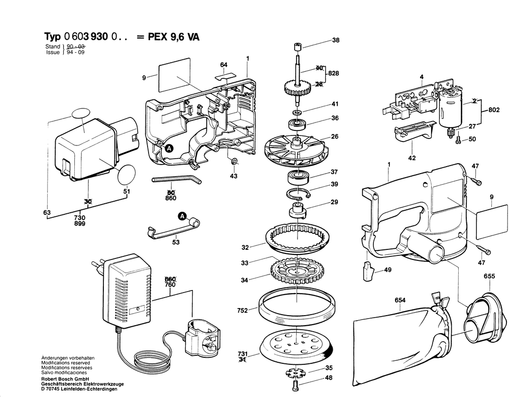 Bosch PEX 9.6 VA / 0603930003 / EU 9.6 Volt Spare Parts