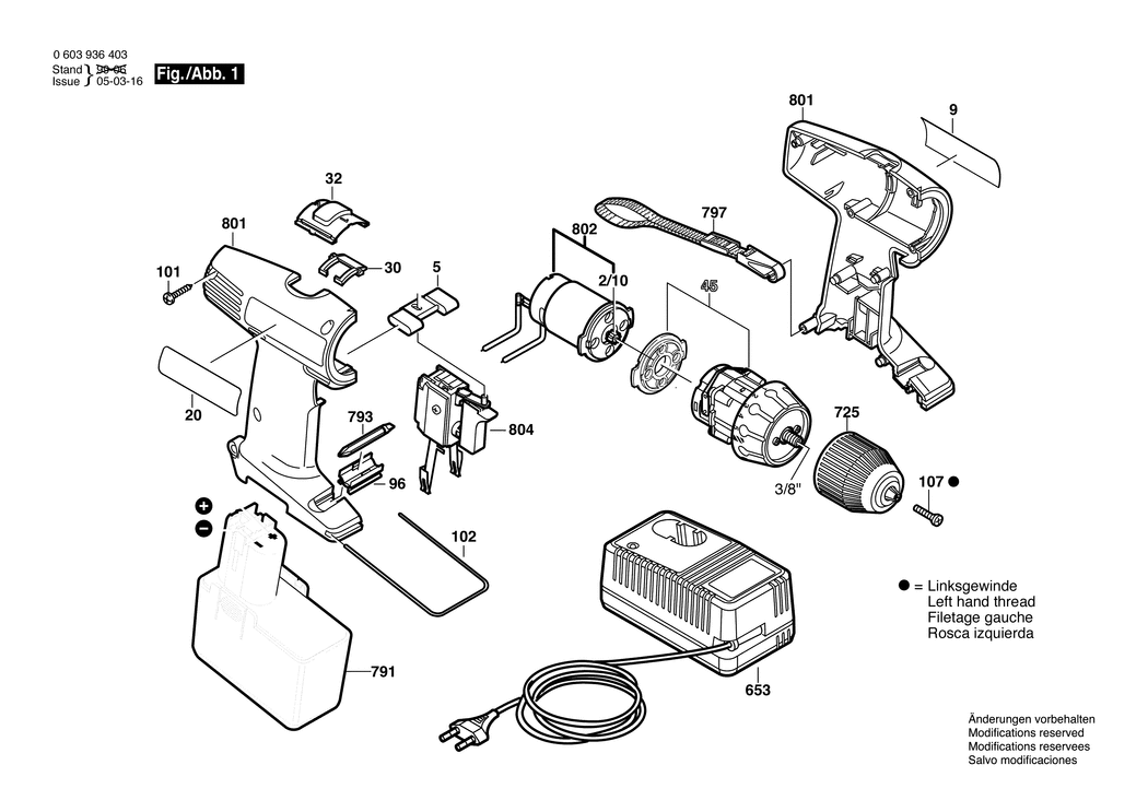 Bosch PSR 14.4 VES-2 / 0603936403 / EU 14.4 Volt Spare Parts