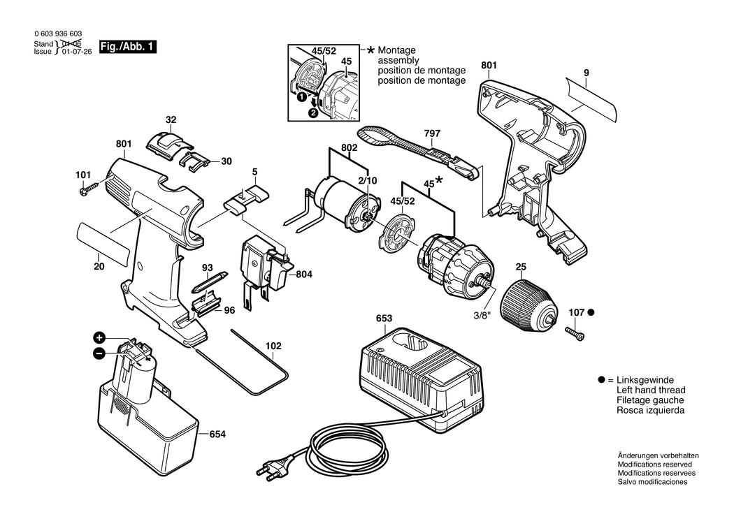 Bosch PSR 9.6 VES-2 / 0603936642 / GB 9.6 Volt Spare Parts